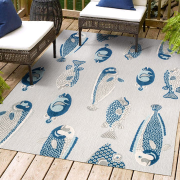 Algarve Modern Fish High-low Indoor/outdoor Area Rug